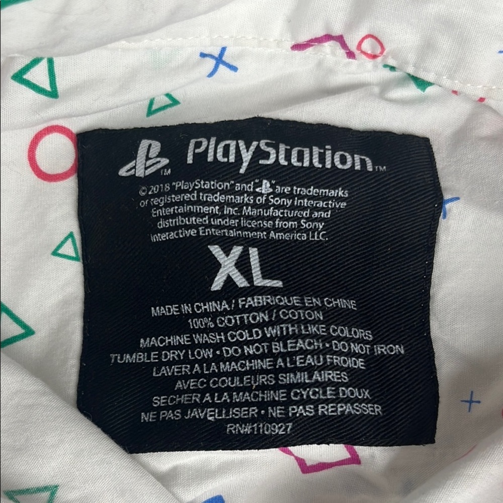Sony  Playstation White Button-Symbol Short Sleeve Shirt - XL